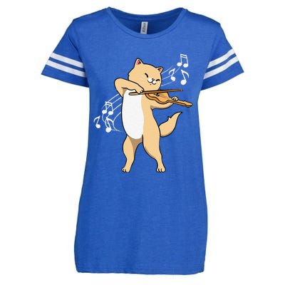 Funny Cat Playing Violin Giftt Cool Violinist Gift Enza Ladies Jersey Football T-Shirt