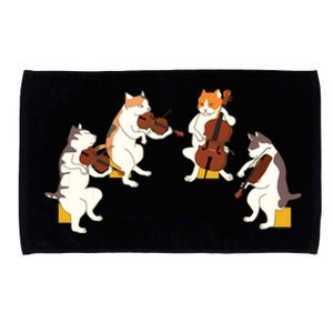 Fun Cats Playing Violin Cello Gift Music Cat Lover Tee Microfiber Hand Towel