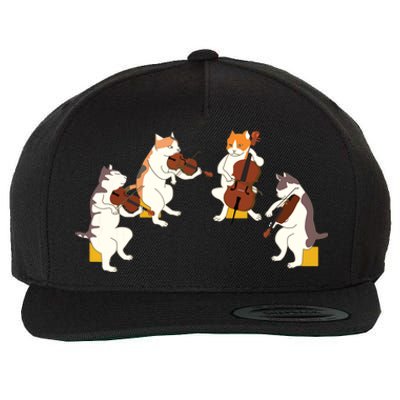 Fun Cats Playing Violin Cello Gift Music Cat Lover Tee Wool Snapback Cap