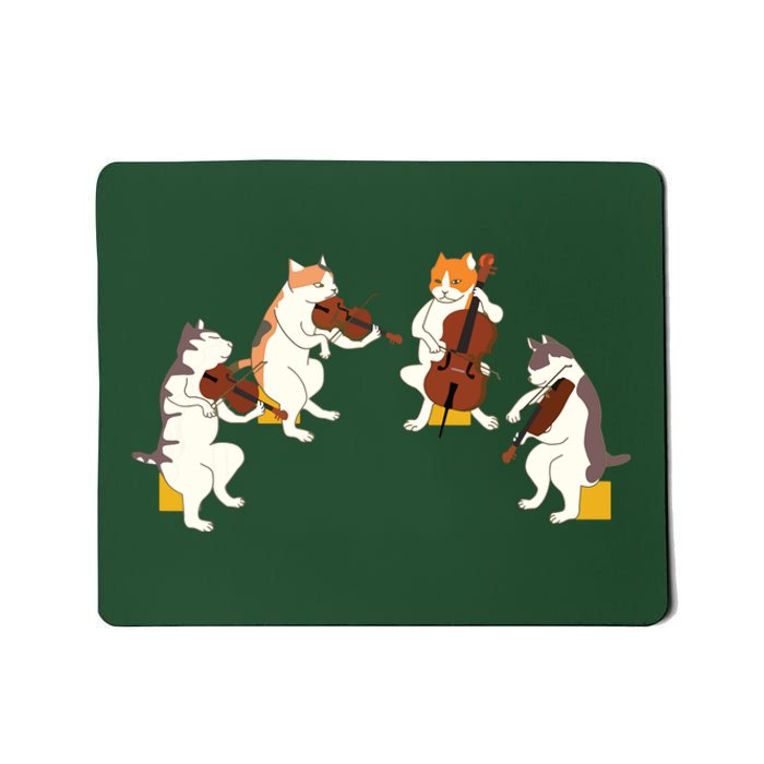 Fun Cats Playing Violin Cello Gift Music Cat Lover Tee Mousepad