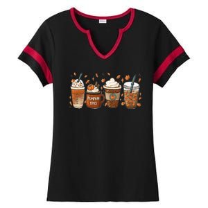 Fall Coffee Pumpkin Spice Lover Ladies Halftime Notch Neck Tee