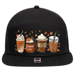 Fall Coffee Pumpkin Spice Lover 7 Panel Mesh Trucker Snapback Hat