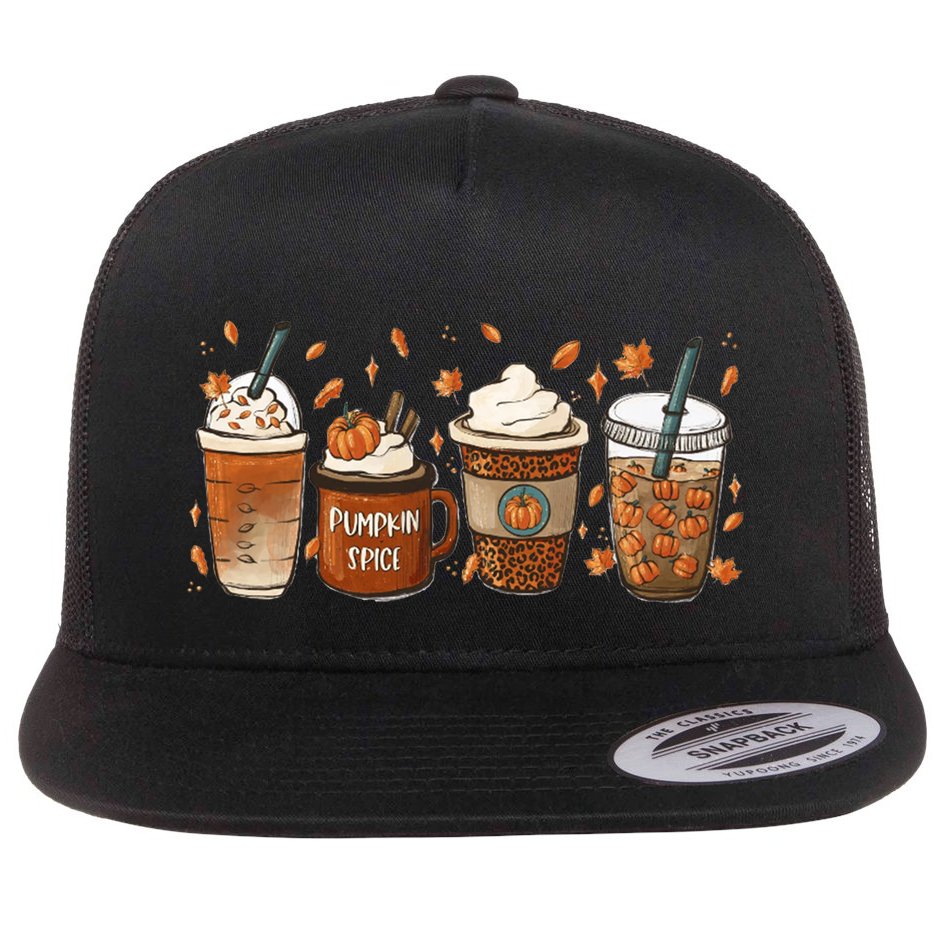 Fall Coffee Pumpkin Spice Lover Flat Bill Trucker Hat
