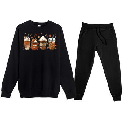 Fall Coffee Pumpkin Spice Lover Premium Crewneck Sweatsuit Set