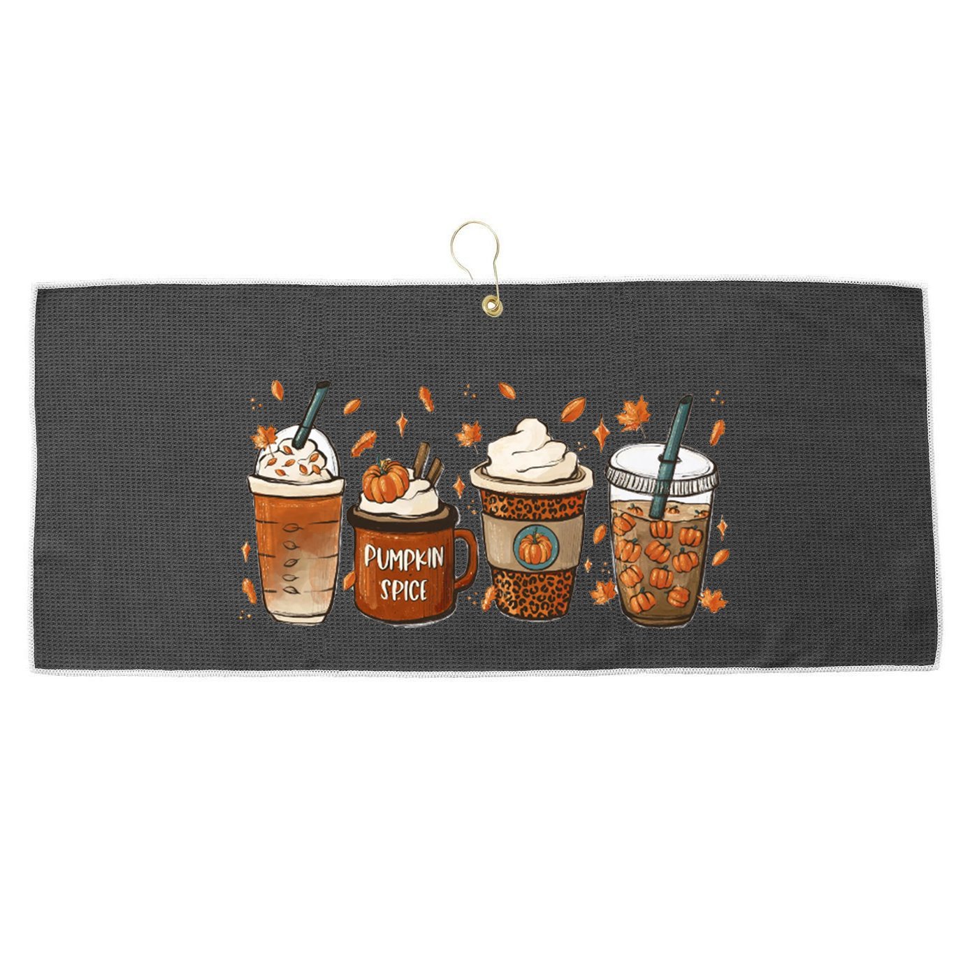 Fall Coffee Pumpkin Spice Lover Large Microfiber Waffle Golf Towel