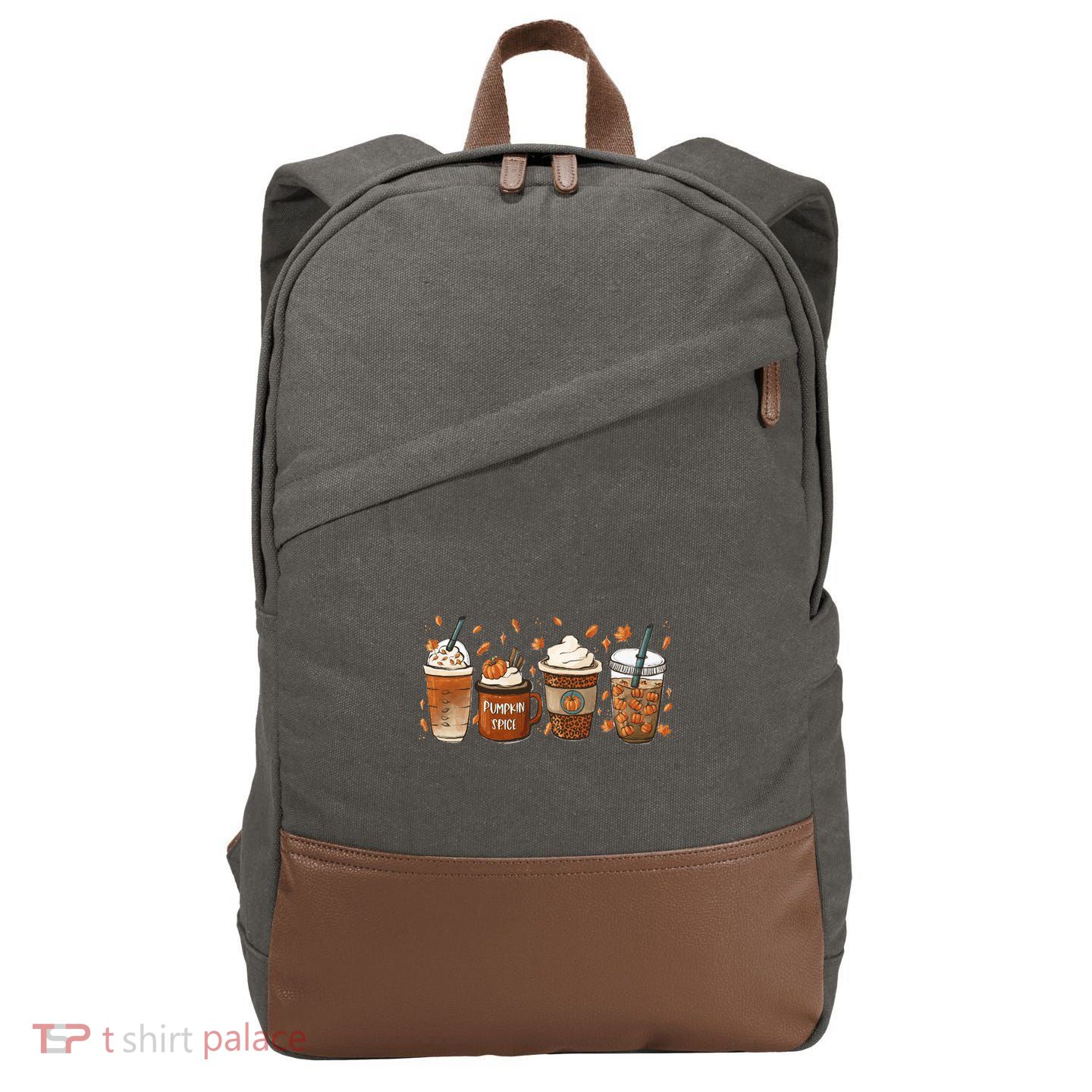 Fall Coffee Pumpkin Spice Lover Cotton Canvas Backpack