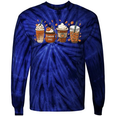 Fall Coffee Pumpkin Spice Lover Tie-Dye Long Sleeve Shirt