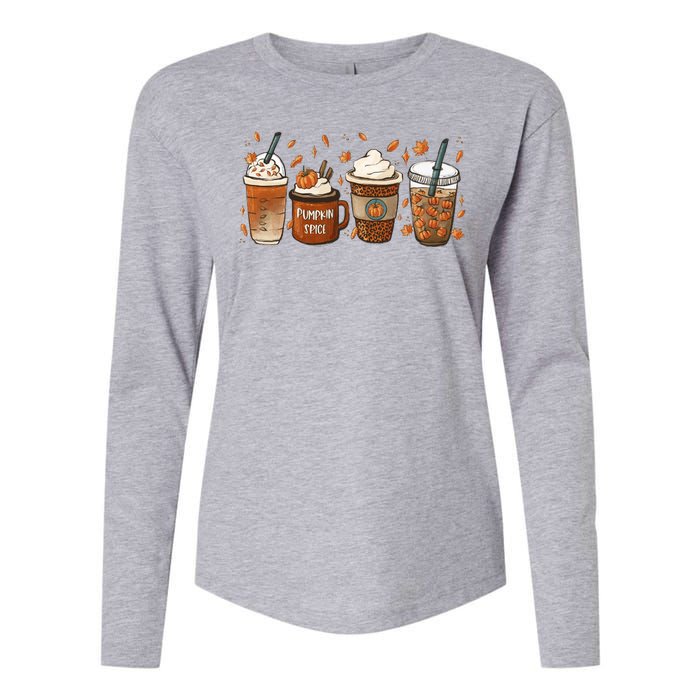 Fall Coffee Pumpkin Spice Lover Womens Cotton Relaxed Long Sleeve T-Shirt