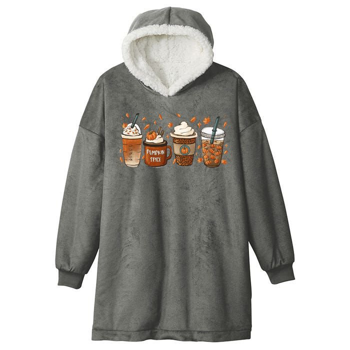 Fall Coffee Pumpkin Spice Lover Hooded Wearable Blanket