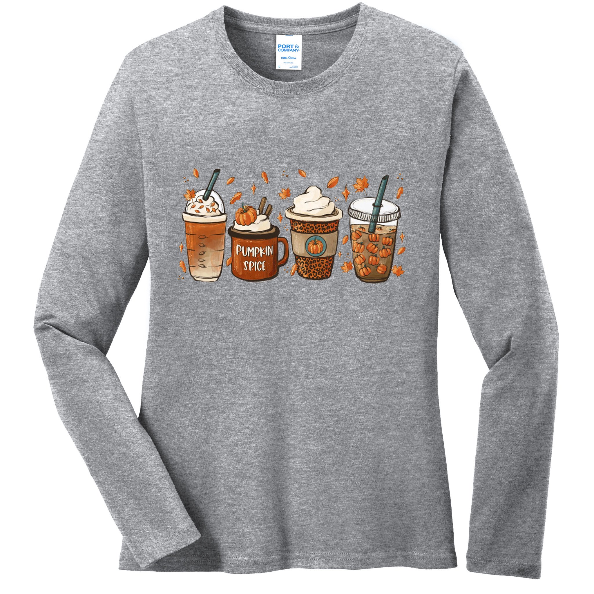 Fall Coffee Pumpkin Spice Lover Ladies Long Sleeve Shirt