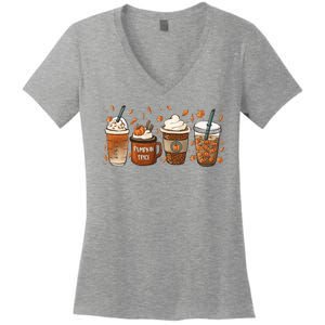 Fall Coffee Pumpkin Spice Lover Women's V-Neck T-Shirt