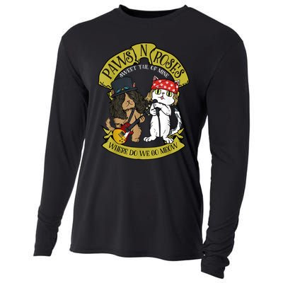 Funny Cat Paws Rock Music Gift Cooling Performance Long Sleeve Crew