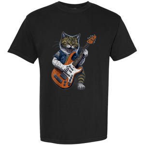 Funny Cat Playing Guitar Cat Lover Graphic Cats Kitten Lover Garment-Dyed Heavyweight T-Shirt