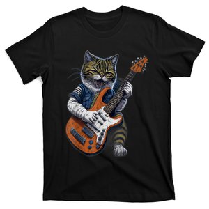 Funny Cat Playing Guitar Cat Lover Graphic Cats Kitten Lover T-Shirt