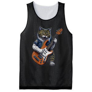 Funny Cat Playing Guitar Cat Lover Graphic Cats Kitten Lover Mesh Reversible Basketball Jersey Tank