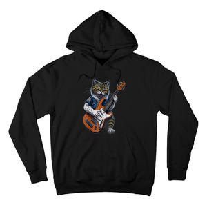 Funny Cat Playing Guitar Cat Lover Graphic Cats Kitten Lover Tall Hoodie