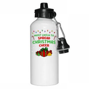 Funny Christmas Quote Most Likely To Spread Christmas Cheer Cool Gift Aluminum Water Bottle