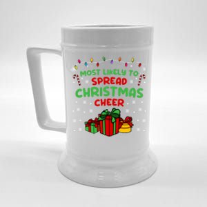 Funny Christmas Quote Most Likely To Spread Christmas Cheer Cool Gift Beer Stein