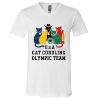 Funny Cat Quote Cat Cuddling Team Cool V-Neck T-Shirt