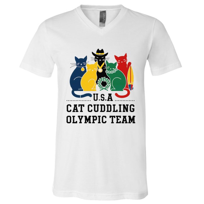 Funny Cat Quote Cat Cuddling Team Cool V-Neck T-Shirt