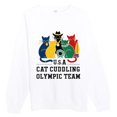 Funny Cat Quote Cat Cuddling Team Cool Premium Crewneck Sweatshirt