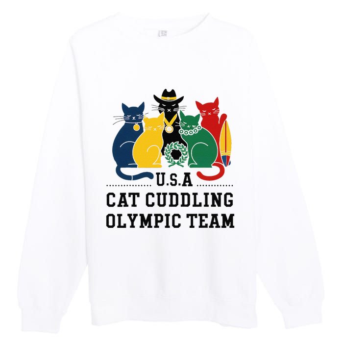 Funny Cat Quote Cat Cuddling Team Cool Premium Crewneck Sweatshirt