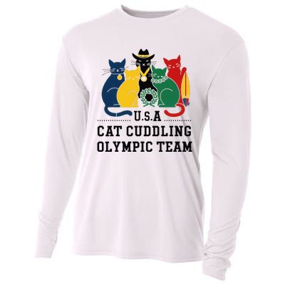 Funny Cat Quote Cat Cuddling Team Cool Cooling Performance Long Sleeve Crew