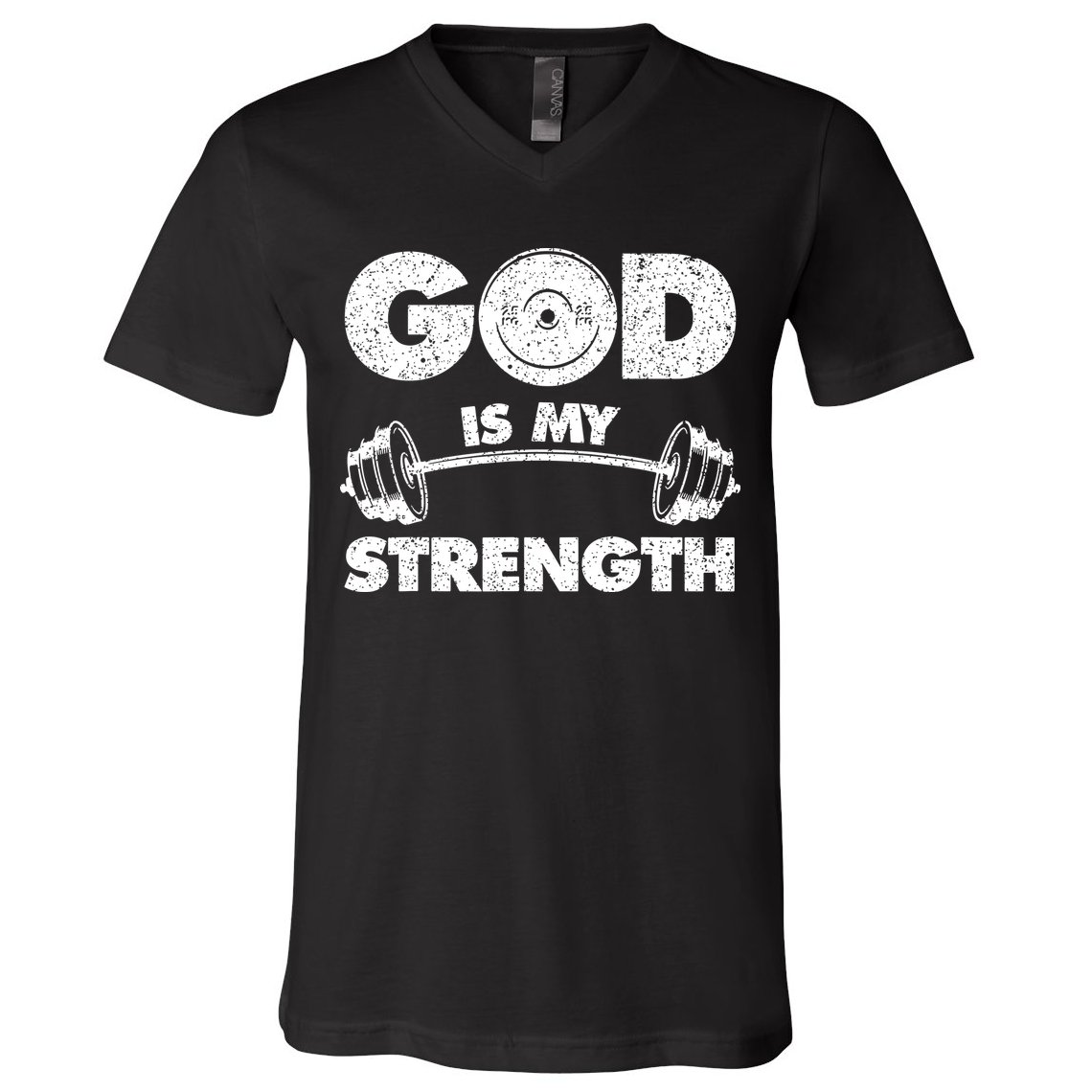 Funny Christian Quote God Is My Strength V-Neck T-Shirt