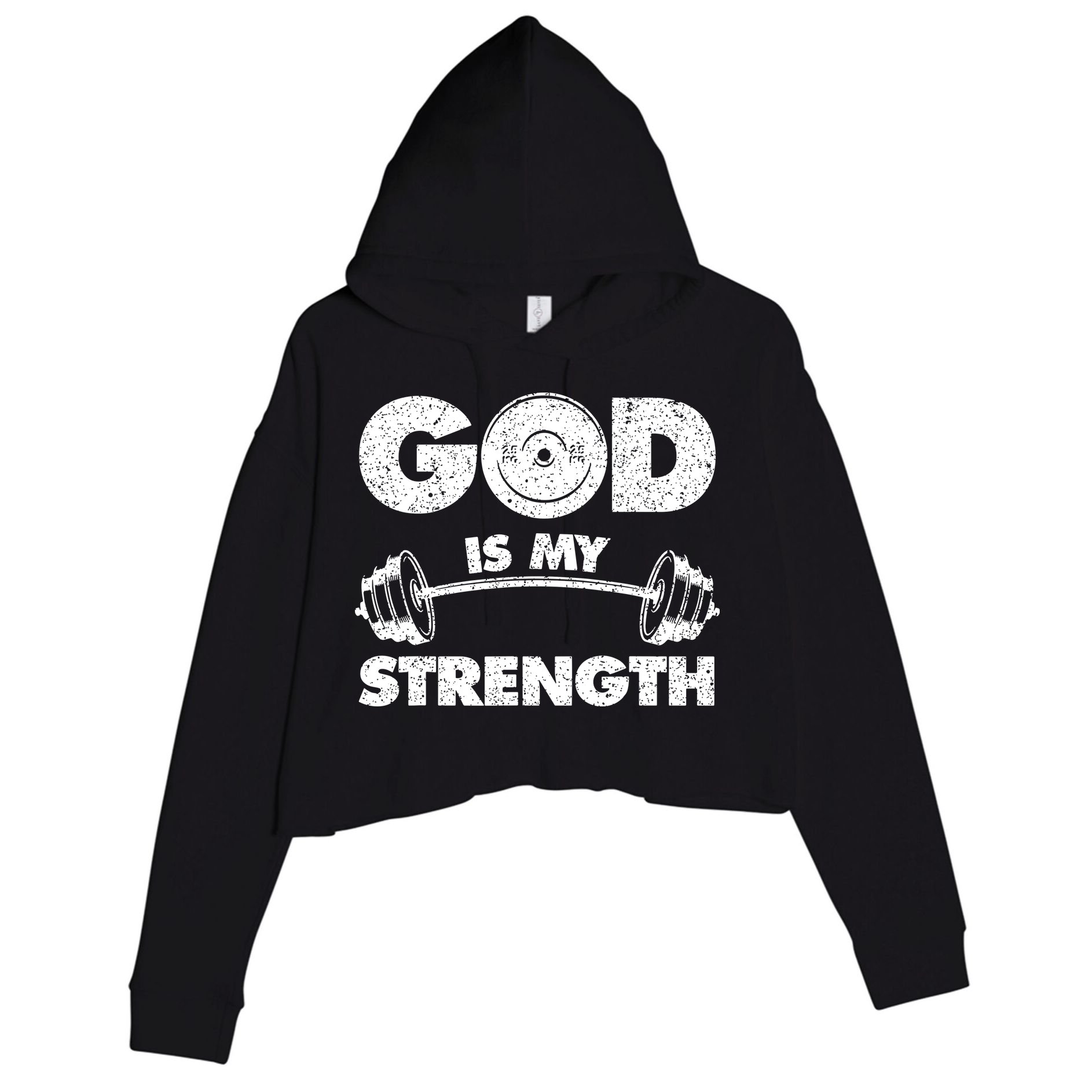 Funny Christian Quote God Is My Strength Crop Fleece Hoodie