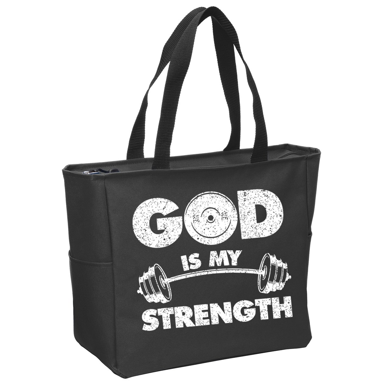 Funny Christian Quote God Is My Strength Zip Tote Bag