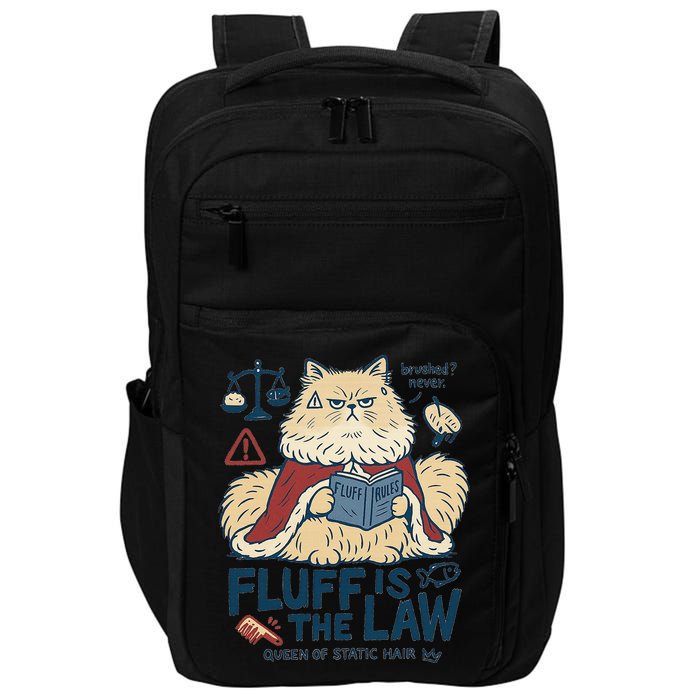 Fluffy Cat Queen Of Static Hair Gift Impact Tech Backpack