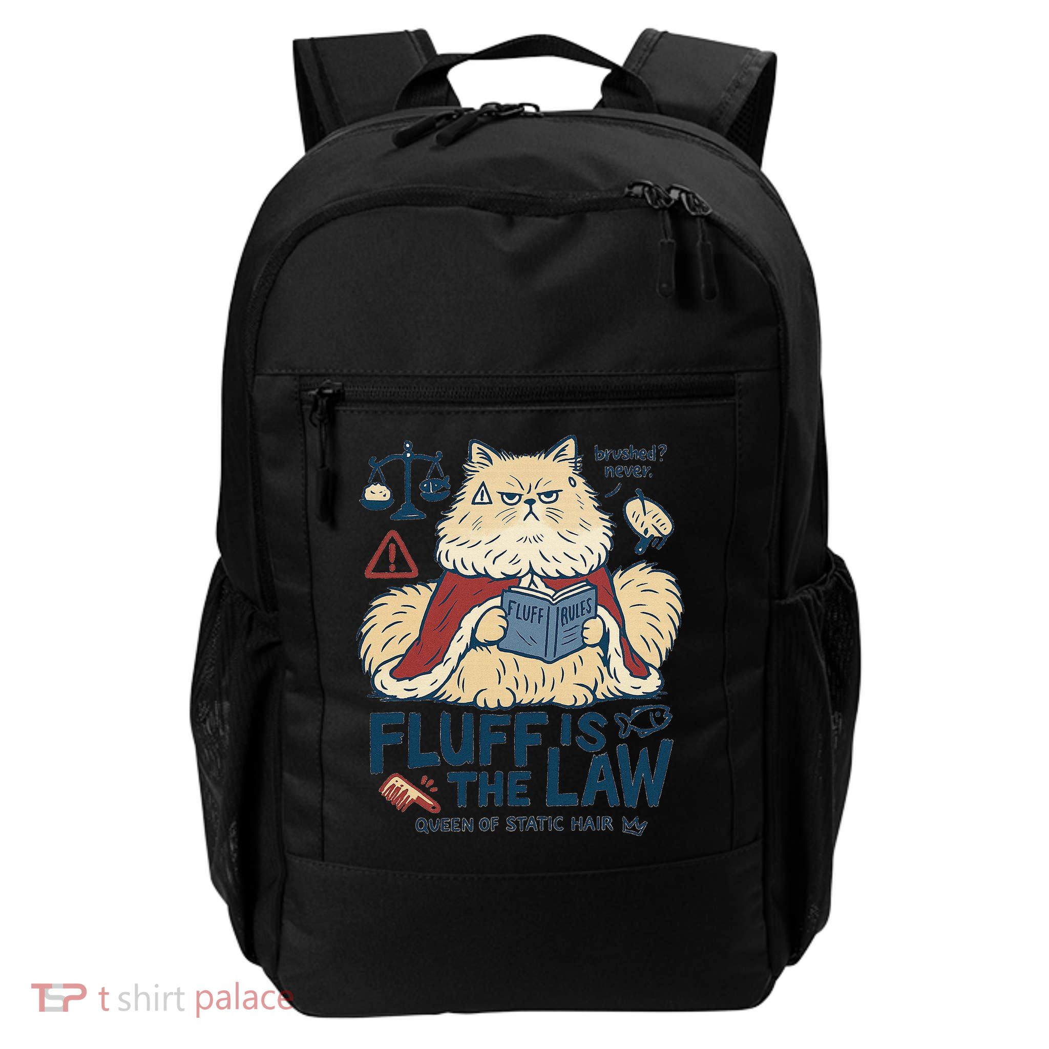 Fluffy Cat Queen Of Static Hair Gift Backpack