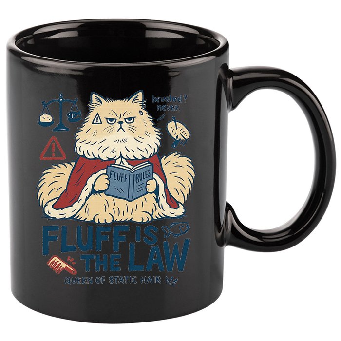 Fluffy Cat Queen Of Static Hair Gift 11oz C Handle Ceramic Mug