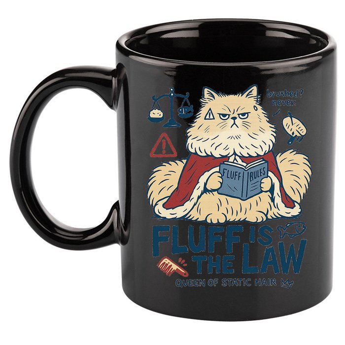 Fluffy Cat Queen Of Static Hair Gift 11oz C Handle Ceramic Mug
