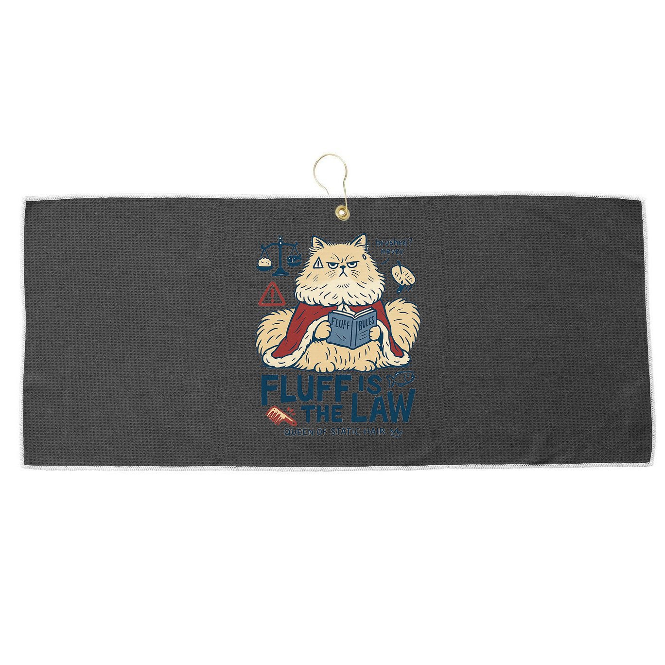 Fluffy Cat Queen Of Static Hair Gift Large Microfiber Waffle Golf Towel
