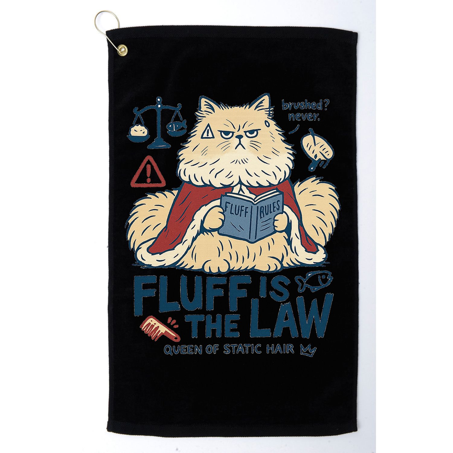 Fluffy Cat Queen Of Static Hair Gift Golf Towel