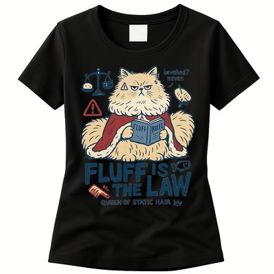 Fluffy Cat Queen Of Static Hair Gift Womens T-Shirt