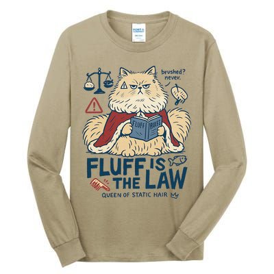 Fluffy Cat Queen Of Static Hair Gift Tall Long Sleeve T-Shirt