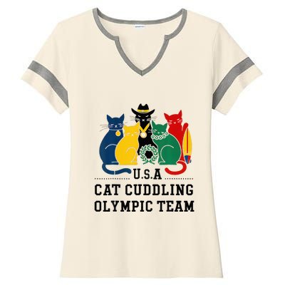 Funny Cat Quote Cat Cuddling Team Cool Ladies Halftime Notch Neck Tee