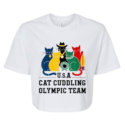 Funny Cat Quote Cat Cuddling Team Cool Bella+Canvas Jersey Crop Tee