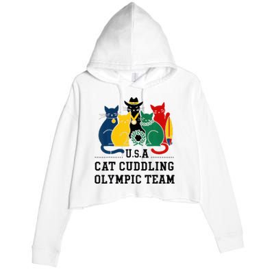 Funny Cat Quote Cat Cuddling Team Cool Crop Fleece Hoodie