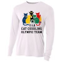 Funny Cat Quote Cat Cuddling Team Cool Cooling Performance Long Sleeve Crew