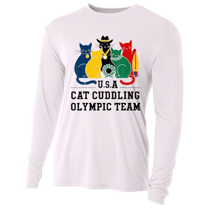 Funny Cat Quote Cat Cuddling Team Cool Cooling Performance Long Sleeve Crew