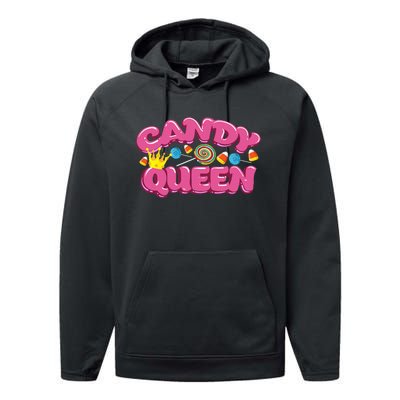 Funny Candy Queen Gift For Lollipop Lover Sweet Tooth Women Performance Fleece Hoodie