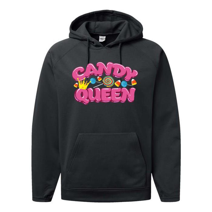 Funny Candy Queen Gift For Lollipop Lover Sweet Tooth Women Performance Fleece Hoodie