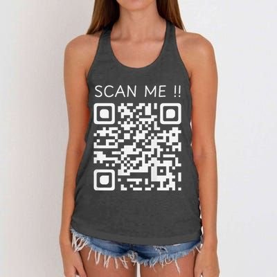 Funny Chill Qr Scan Code Humor Guy Hidden Joke Message Women's Knotted Racerback Tank