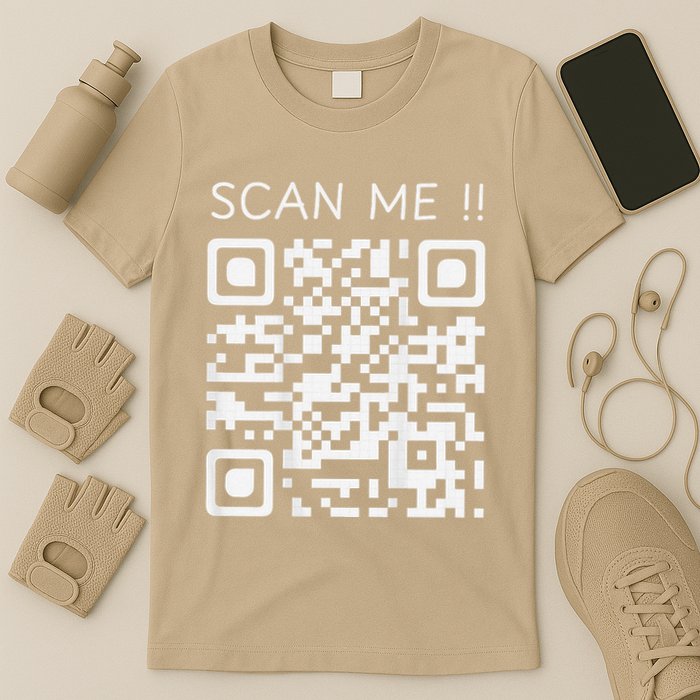 Funny Chill Qr Scan Code Humor Guy Hidden Joke Message T-Shirt