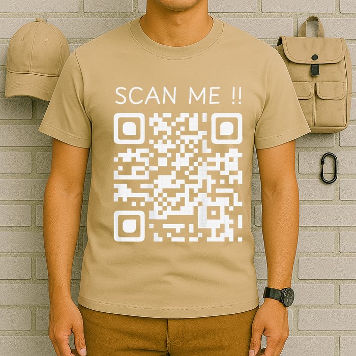Funny Chill Qr Scan Code Humor Guy Hidden Joke Message T-Shirt