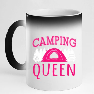 Funny Camping Queen Rv Life Camper Adventure Nature Gift 11oz Black Color Changing Mug