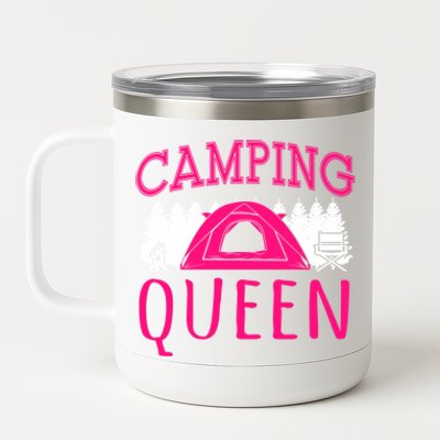 Funny Camping Queen Rv Life Camper Adventure Nature Gift 12 oz Stainless Steel Tumbler Cup